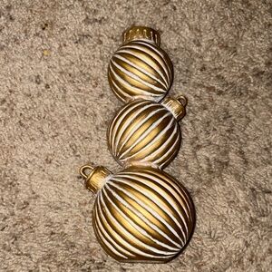Gold Holiday Ornament Trio candle stick holder
